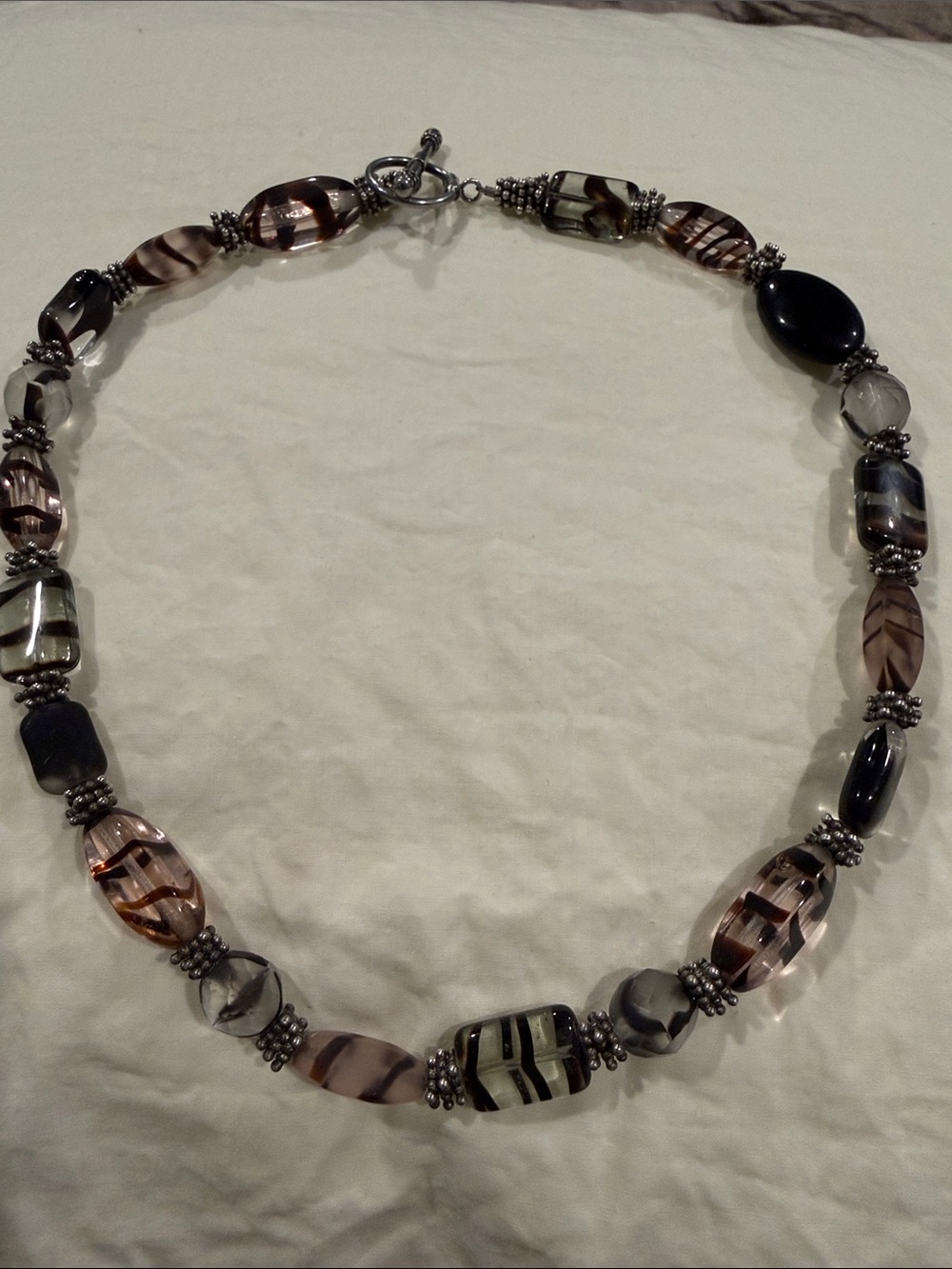 Smoky Brown and Black Glass Bead Necklace